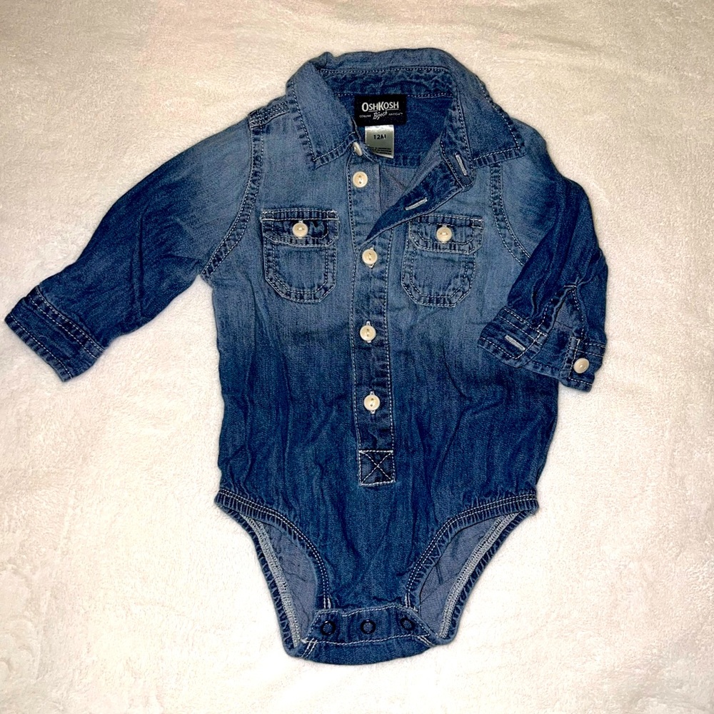 Infant ombré jean button up onesie
